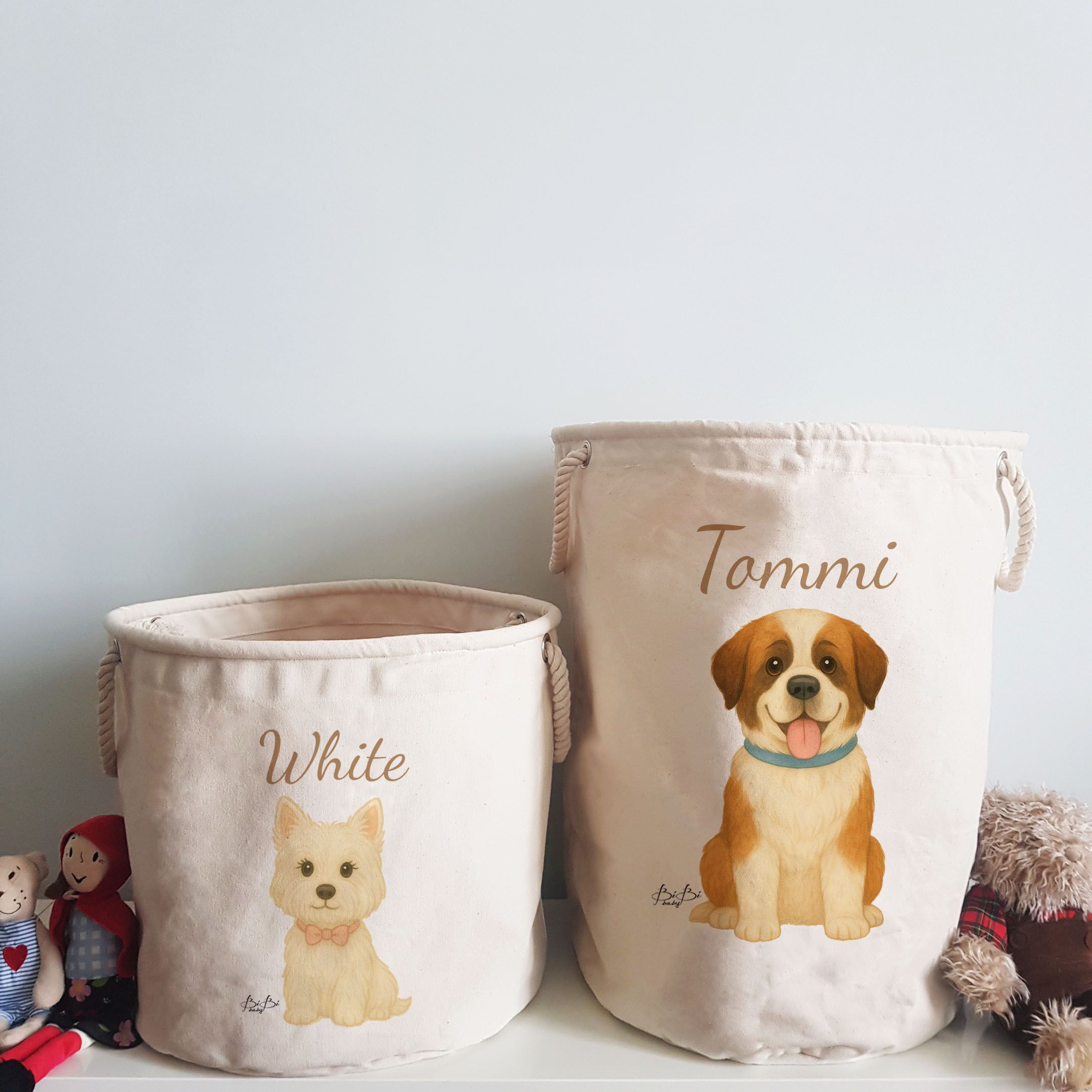 portagiochi BIBILOVE cucciolo cane personalizzato nome razza colore bibibaby